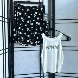 NWT Art Class Floral Skirt with G Mini Butterfly Top